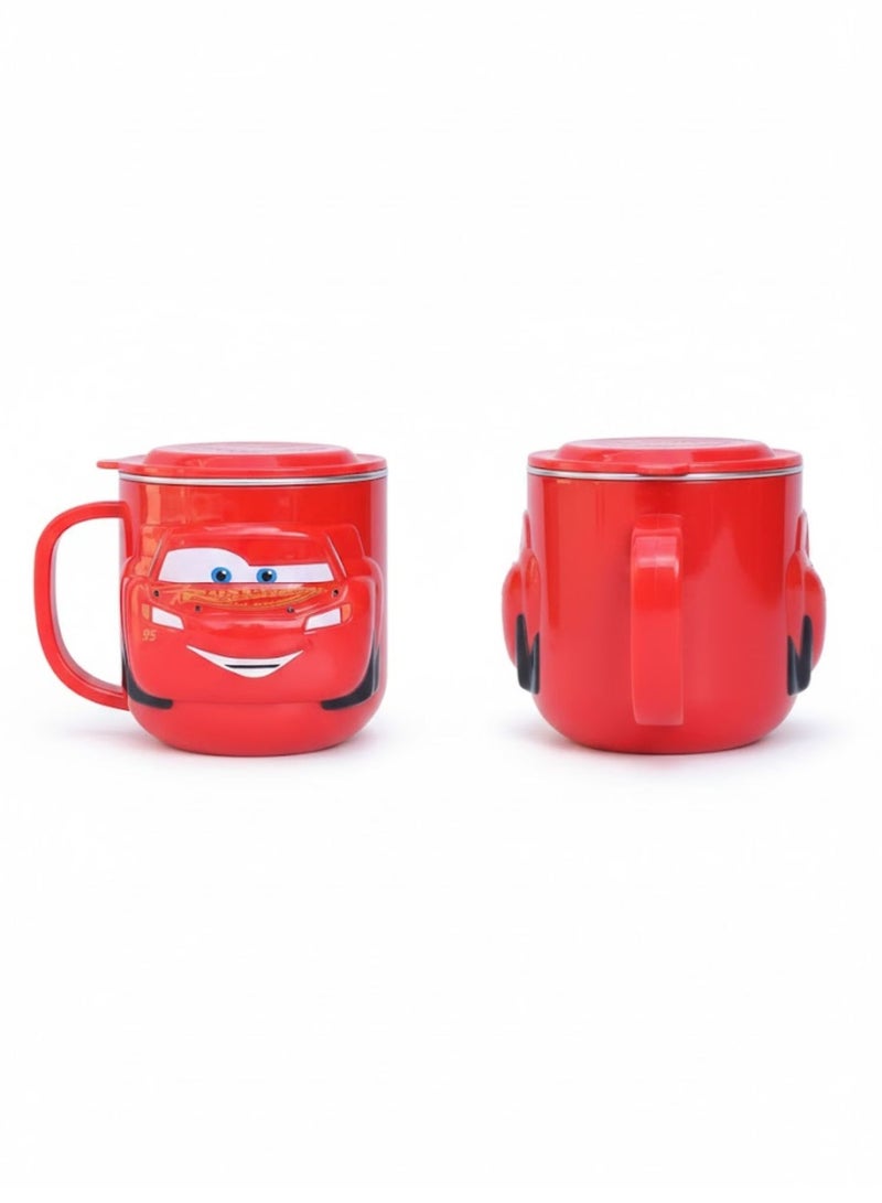 Disney Kids Stainless Steel Drinking Mug with Lid – Cartoon Design | Double Wall Insulated Cup for Hot & Cold Drinks | Leak-Resistant, Safe & Durable Children Mug (Mcqueen) - Image 2